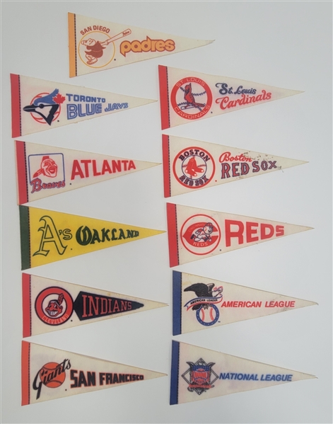 Lot of 11 Vintage Mini MLB Pennants