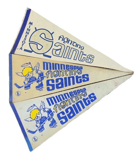 Lot of 3 Vintage Minnesota Fighting Saints Pennants