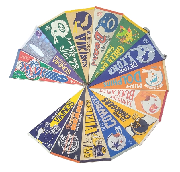 Lot of 14 Vintage NFL Pennants
