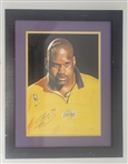 Shaquille ONeal Autographed Original 15x20 James Fiorentino Watercolor Painting Framed 24x30 w/ Beckett LOA