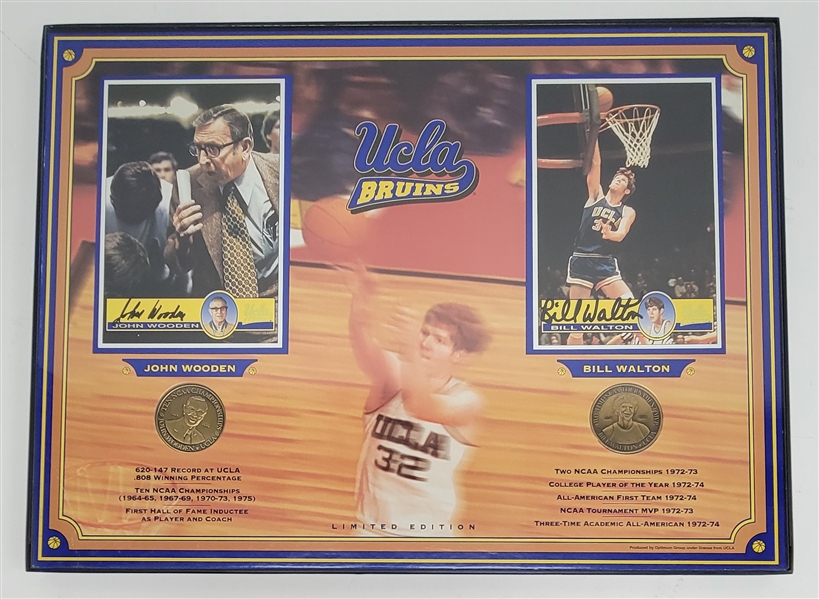 John Wooden & Bill Walton Dual Autographed & Framed 12x16 UCLA Display w/ Beckett LOA