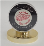 Gordie Howe Autographed & Inscribed Detroit Red Wings Hockey Puck Beckett