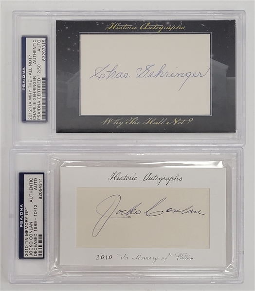 Lot of 2 Charlie Gehringer & Jocko Conlan Slabbed Baseball Historic Autographs PSA/DNA