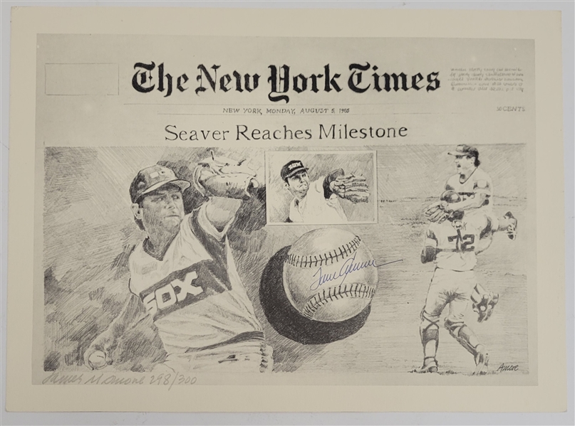 Tom Seaver Autographed 300th Win 11x15 Lithograph LE #298/300 PSADNA