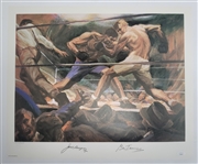 Jack Dempsey & Gene Tunney Dual Autographed 1974 Living Legends 18x22 Lithograph JSA & PSA/DNA