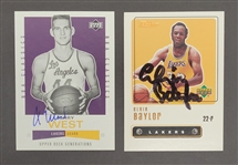 Lot of 2 Jerry West & Elgin Baylor Autographed Cards Beckett