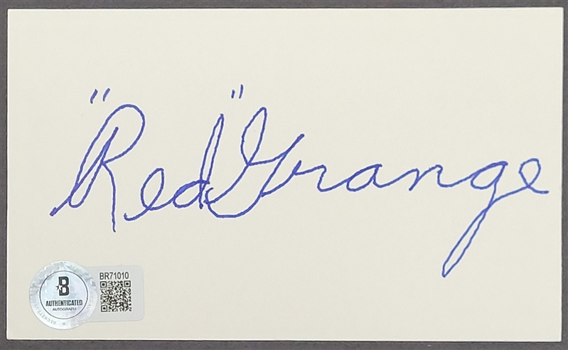 Red Grange Autographed Index Card Beckett
