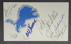 Detroit Lions Greats Autographed 3x5 Cut w/ 6 Signatures Beckett LOA