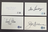 Lot of 4 Hall of Fame Football Coaches Autographed Index Cards w/ Tom Landry Beckett