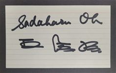 Sadaharu Oh Autographed Index Card w/ Beckett LOA