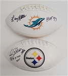 Lot of 2 Rocky Bleier & Larry Little Autographed Footballs