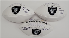 Lot of 3 Fred Biletnikoff & Jim Plunkett Autographed Oakland Raiders Footballs JSA