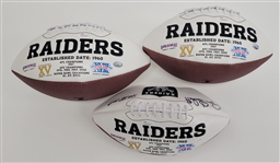 Lot of 3 Fred Biletnikoff & Jim Plunkett Autographed Oakland Raiders Footballs JSA
