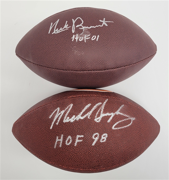 Lot of 2 Mike Singletary & Nick Buoniconti Autographed Footballs