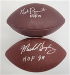 Lot of 2 Mike Singletary & Nick Buoniconti Autographed Footballs