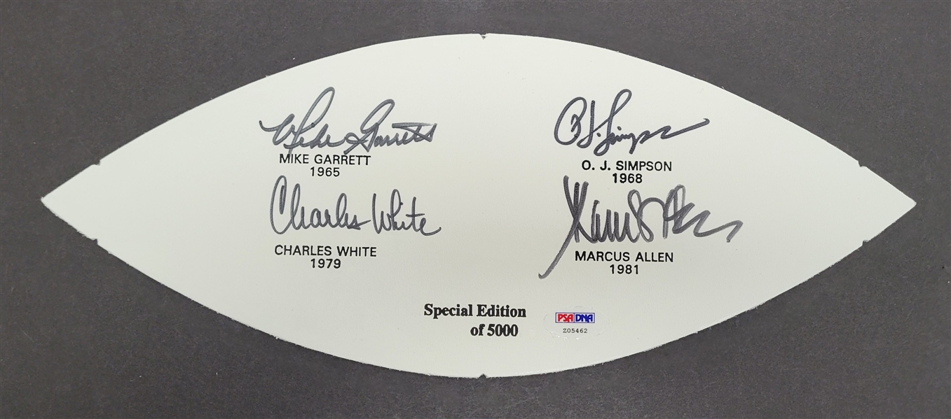 USC Heisman Trophy Running Backs Autographed Football Panel w/ PSA/DNA LOA