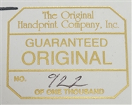 Joe Theismann Autographed Original Handprint LE #922/1000