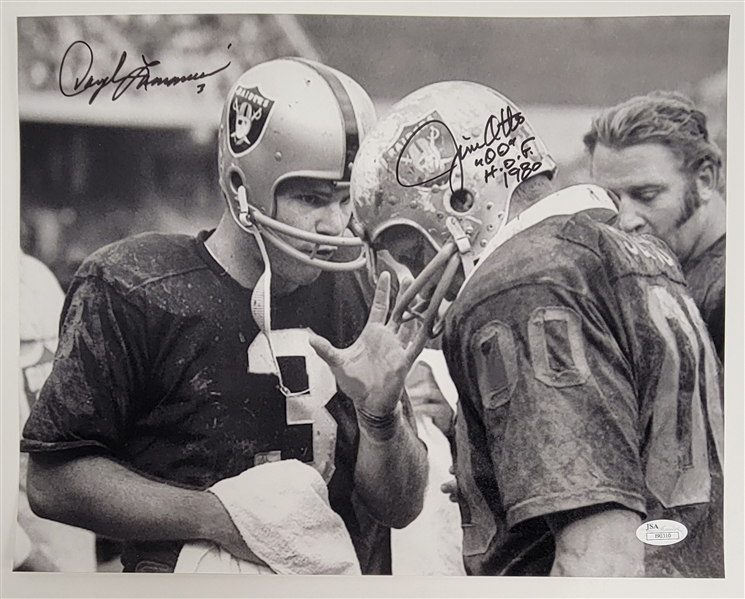 Jim Otto & Daryle Lamonica Dual Autographed 11x14 Photo JSA