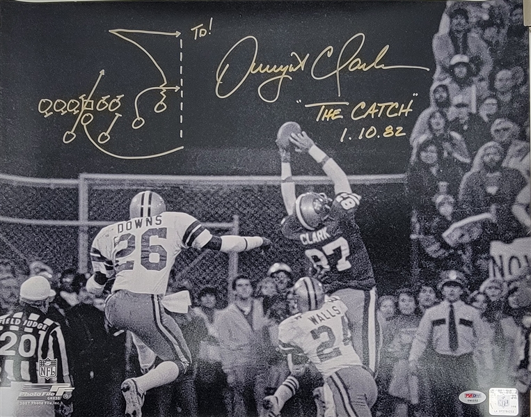 Dwight Clark Autographed & Inscribed "The Catch" 16x20 Photo PSA/DNA