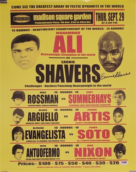 Earnie Shavers Autographed Replica 16x20 Fight Poster vs. Muhammad Ali PSA/DNA