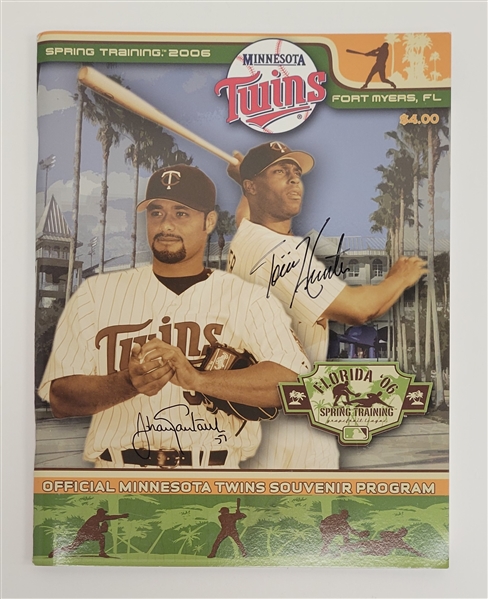 Torii Hunter & Johan Santana Dual Autographed 2006 Minnesota Twins Spring Training Program