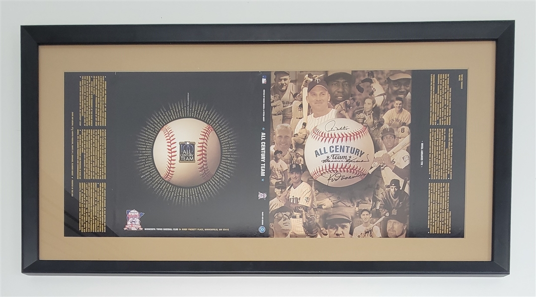 Harmon Killebrew, Rod Carew, & Paul Molitor Autographed & Framed "All Century Team" Book Jacket w/ Beckett LOA
