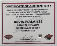 Kevin Fiala 2020-21 Minnesota Wild Game Used Playoffs Jersey w/ Wild LOA