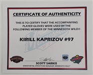 Kirill Kaprizov Minnesota Wild Game Used Gloves w/ Wild LOA