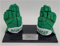 Kirill Kaprizov 2020-21 Minnesota Wild Game Used & Autographed Reverse Retro Gloves w/ Wild LOA