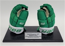 Kirill Kaprizov 2020-21 Minnesota Wild Game Used & Autographed Reverse Retro Gloves w/ Wild LOA