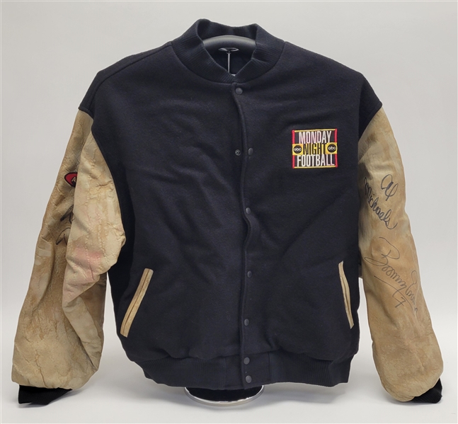 Monday Night Football Jacket Signed by Al Michaels, Boomer Esiason, & Dan Dierdorf