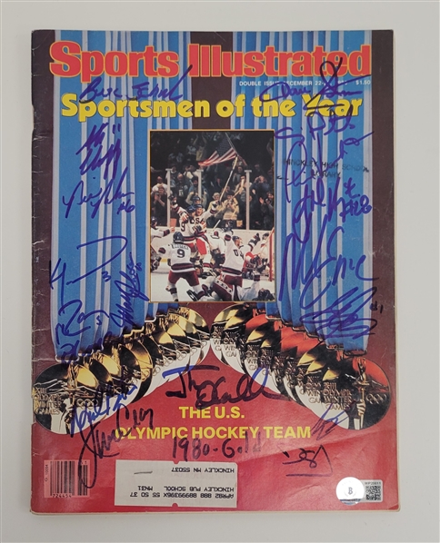 1980 Miracle Hockey Team Signed 1980 Sports Illustrated Magazine Beckett