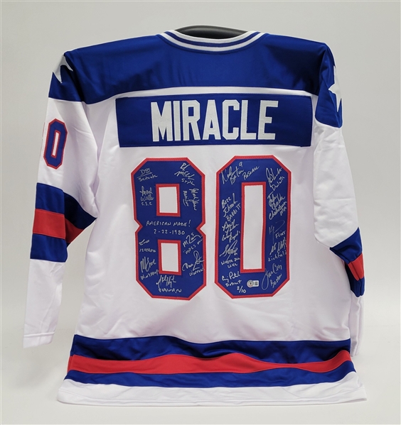 1980 Miracle Hockey Team Signed & Hometown Inscribed Custom Jersey LE #2/10 Beckett
