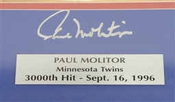Paul Molitor Autographed & Framed 3,000th Hit Ticket Display