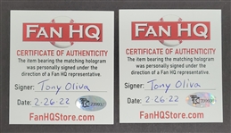 Tony Oliva Minnesota Twins World Series Game Used & Autographed Coaches Glove & Hat