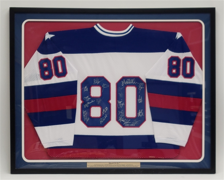 1980 Miracle Hockey Team Signed & Framed Jersey w/ 20 Signatures