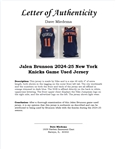 Jalen Brunson 2024-25 New York Knicks Game Used Jersey w/ Dave Miedema LOA
