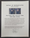 Tom Brady 2001 New England Patriots Game Used Jersey w/ Dave Miedema LOA