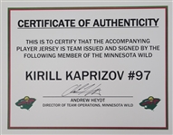 Kirill Kaprizov Autographed 2022-23 Minnesota Wild Team Issued Reverse Retro Framed Jersey w/ Wild LOA