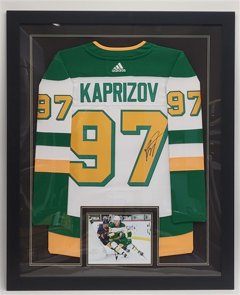Kirill Kaprizov Autographed 2021 Minnesota Wild Team Issued Reverse Retro Framed Jersey w/ Wild LOA