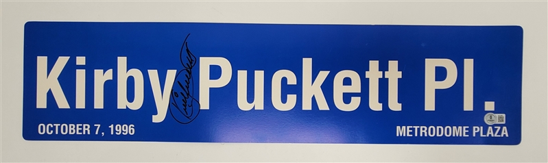 Kirby Puckett Autographed Replica Street Sign w/ Beckett LOA