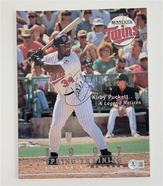 Kirby Puckett Autographed 1997 Minnesota Twins Spring Training Souvenir Program w/ Beckett LOA