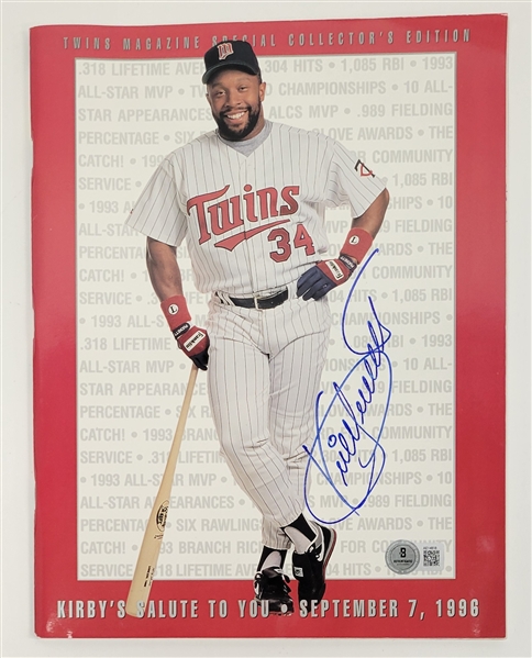 Kirby Puckett Autographed 1996 "Kirbys Salute To You" Minnesota Twins Magazine w/ Beckett LOA