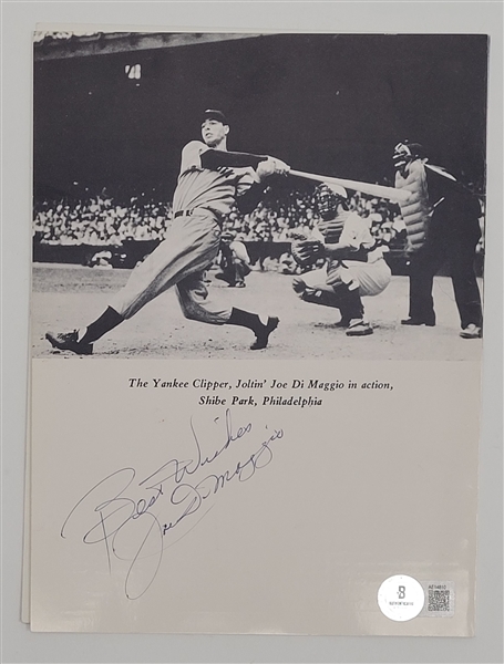 Joe DiMaggio Autographed Restaurant Menu w/ Beckett LOA