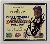 Kirby Puckett Minnesota Twins Bobblehead w/ Autographed Bobblehead Day Card Beckett LOA
