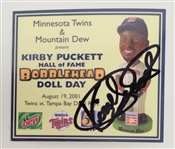 Kirby Puckett Minnesota Twins Bobblehead w/ Autographed Bobblehead Day Card Beckett LOA