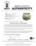 1994 Minnesota Twins Team Signed OAL Baseball w/ Puckett Beckett LOA
