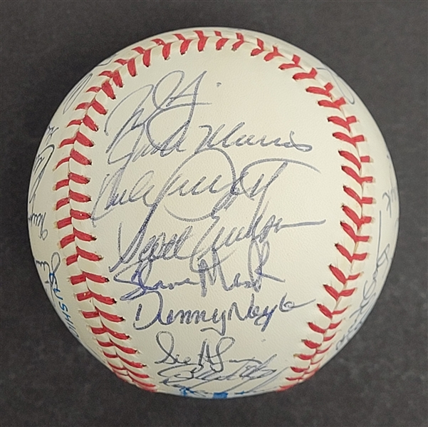 1991 Minnesota Twins World Series Champions Team Signed OAL Baseball w/ Puckett Beckett LOA