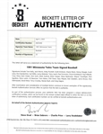 1991 Minnesota Twins World Series Champions Team Signed OAL Baseball w/ Puckett Beckett LOA