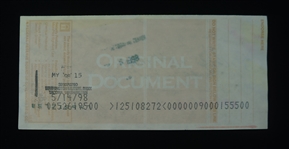 Bill Russell Signed Check Made Out For $7,500 w/ Russell LOA